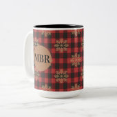 Country Kitchen Monogram Mug with Snowflakes Tweekleurige Koffiemok (Voorkant links)
