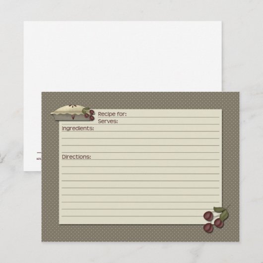 Country Kitchen Recipcard Briefkaart (Voorkant / Achterkant)