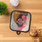 Country Kitchen Red Chicken Hen Pannenlap (Top down)