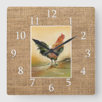 Country Kitchen Rooster Rustic Burlap Farmhouse