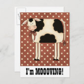 Country Koe Lady Moving Wijziging van het adres ke Aankondigingskaart (Voorkant / Achterkant)