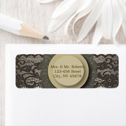 Country lace bloemendamast vintage bruiloft etiket (Insitu)