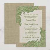  Country Lace Design en Burlap Green Kaart (Voorkant / Achterkant)