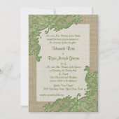 Country Lace Design en Burlap Green Kaart (Voorkant)