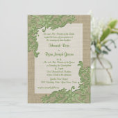  Country Lace Design en Burlap Green Kaart (Staand voorkant)