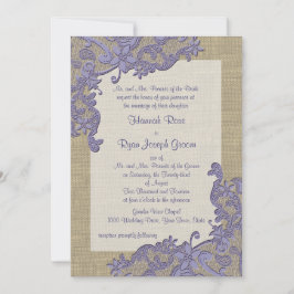  Country Lace Design en Burlap Paarse Kaart