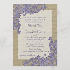 Country Lace Design en Burlap Paarse Kaart