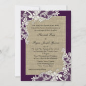  Country Lace Design en Burlap Paarse Kaart (Voorkant)