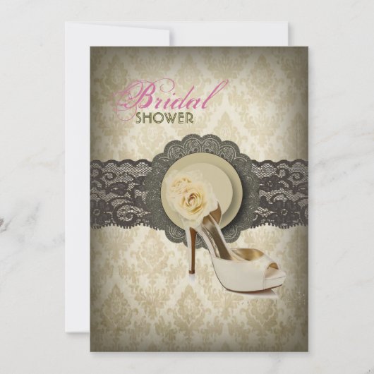 Country lace floral damask  Vrijgezellenfeest Kaart (Voorkant)