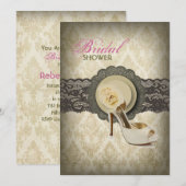 Country lace floral damask  Vrijgezellenfeest Kaart (Voorkant / Achterkant)