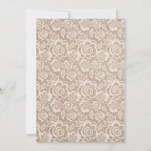 Country Lace Kraft Papier bruiloft uitnodiging (Achterkant)