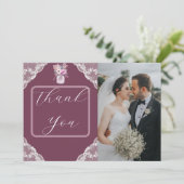 Country Lace Mason Jar Bourgondië Bedankkaart (Staand voorkant)