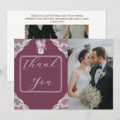 Country Lace Mason Jar Bourgondië Bedankkaart (Voorkant / Achterkant)