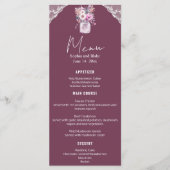 Country Lace Mason Jar Bourgondië bruiloft Menu (Voorkant)
