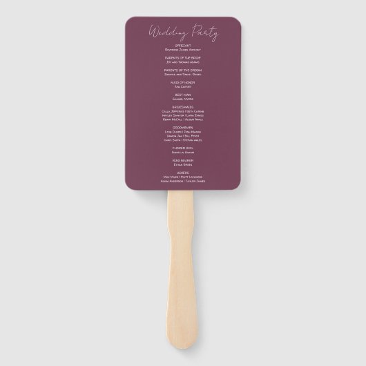 Country Lace Mason Jar Bourgondië Trouwprogramma Handwaaier (Achterkant)