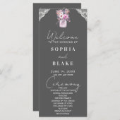 Country Lace Mason Jar Grey Trouwprogramma (Voorkant / Achterkant)