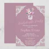 Country Lace Mason Jar Pink Bachelorette Party Kaart (Voorkant / Achterkant)