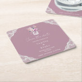 Country Lace Mason Jar Pink Save the Date Kartonnen Onderzetters (Schuin)