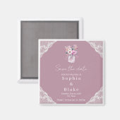 Country Lace Mason Jar Pink Save the Date Magneet (Voorkant / Achterkant)