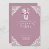 Country Lace Mason Jar Pink Verlovingsfeest Kaart (Voorkant / Achterkant)