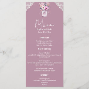 Country Lace Mason Jar Roze Bruiloft Menu