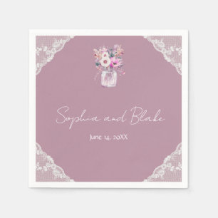 Country Lace Mason Jar Roze Bruiloft Servet