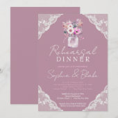 Country Lace Mason Jar Roze repetitie diner Kaart (Voorkant / Achterkant)