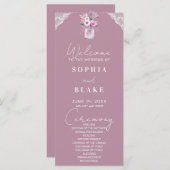 Country Lace Mason Jar Roze Trouwprogramma (Voorkant / Achterkant)