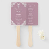 Country Lace Mason Jar Roze Trouwprogramma Handwaaier (Voorkant en achterkant)