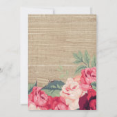 Country Lace Rozen Wood Bruids Douche Uitnodiging (Achterkant)