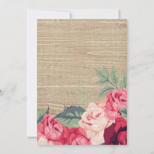 Country Lace Rozen Wood Bruids Douche Uitnodiging (Achterkant)