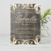 Country Lace Rustic Afstuderen Foto uitnodigen Kaart (Staand voorkant)