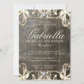 Country Lace Rustic Afstuderen Foto uitnodigen Kaart (Voorkant)