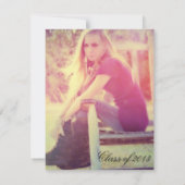 Country Lace Rustic Afstuderen Foto uitnodigen Kaart (Achterkant)