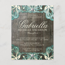 Country Lace Rustic Afstuderen Foto uitnodigen Kaart