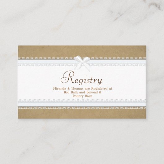 Country Lace Wedding Registry Kaart (Voorkant)