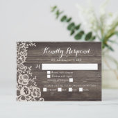 Country Lace Wood Wedding RSVP Response Kaart (Staand voorkant)
