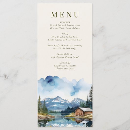 Country Lake Mountain Forest bruiloft Menu (Voorkant)