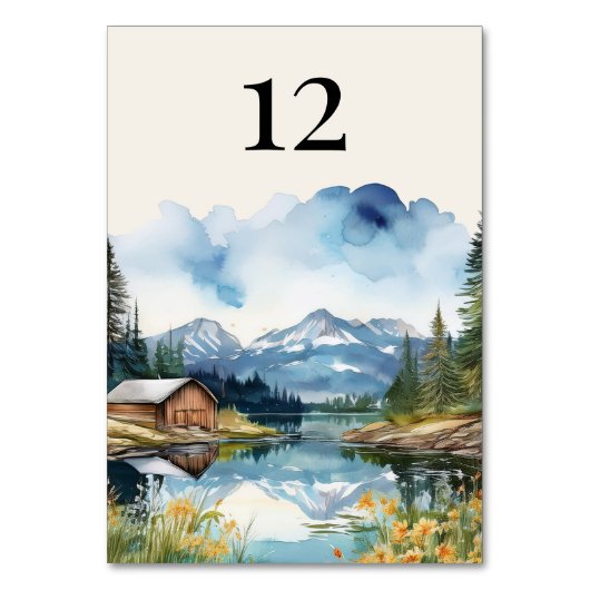 Country Lake Rustic Barn Waterverf bruiloft Kaart (Achterkant)