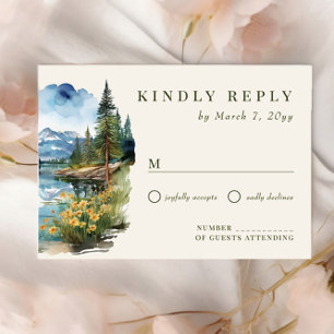 Country Lake Wedding RSVP Kaartje