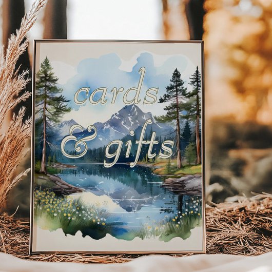 Country Lake Wedding Waterverf Kaarten & Geschenke Poster