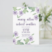Country lavendel roze groene bloemenlente bruiloft kaart (Staand voorkant)