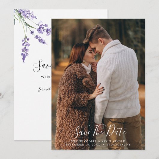 Country Lavendel Sla de datum op Kaart (Voorkant / Achterkant)