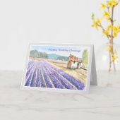 Country Lavender Field Happy Birthday Kaart (Gele Bloem)