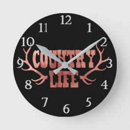 Country Life Antlers Perzik Roze Goud Glamour Ronde Klok