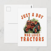 Country Life Boy die houdt van tractoren Briefkaart (Voorkant / Achterkant)