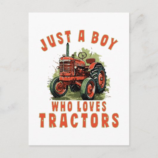 Country Life Boy die houdt van tractoren Briefkaart (Voorkant)
