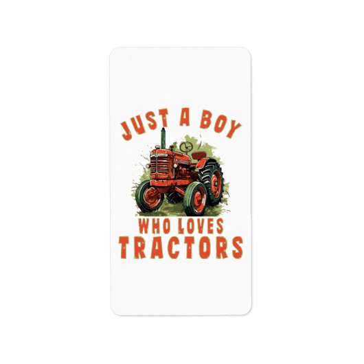 Country Life Boy die houdt van tractoren Etiket (Voorkant)