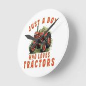 Country Life Boy die houdt van tractoren Ronde Klok (Hoek)