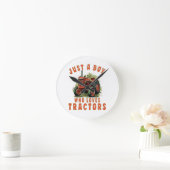 Country Life Boy die houdt van tractoren Ronde Klok (Huis)